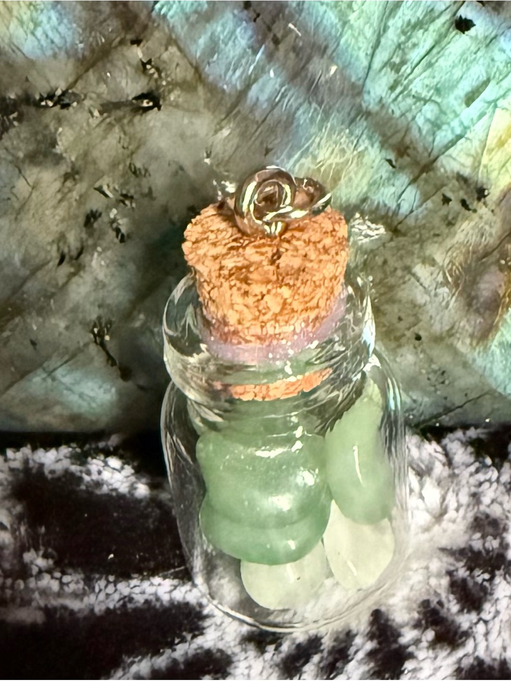 Aventurine Mini Glass Bottle Pendant